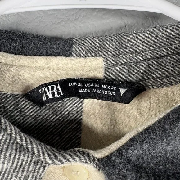 ZARA Black & White Flannel Shirt - Picture 2 of 6